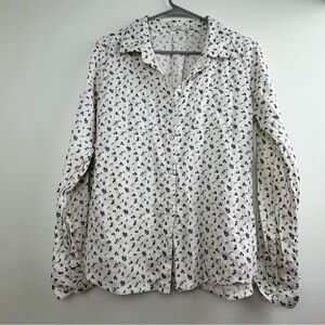 Prana Floral Button Down Women’s Blouse Peasant Cottagecore Size M